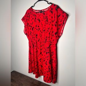 Emery Rose women’s top 1X Red Ruffle Button Cotton